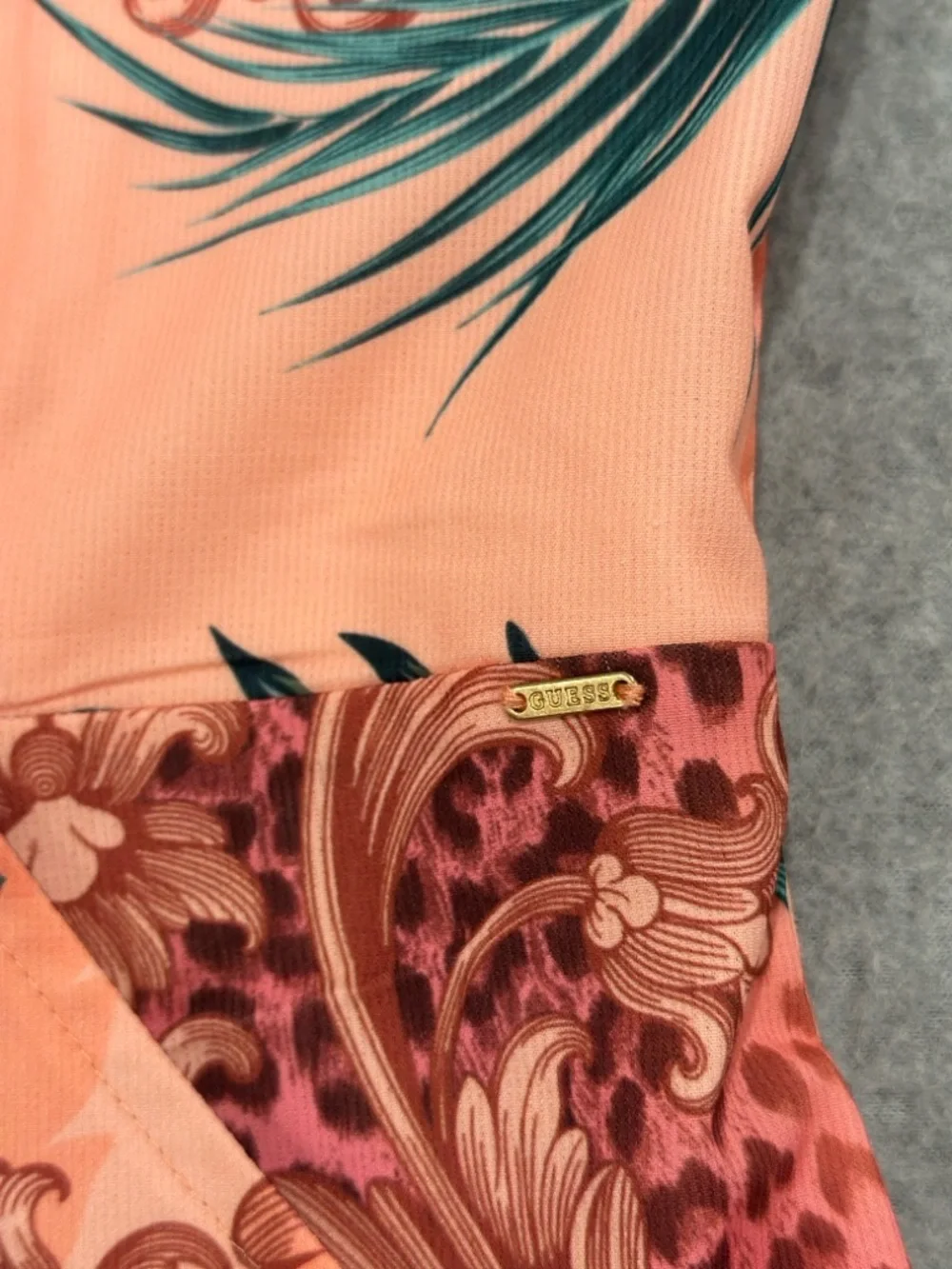 Guess Pink Floral & Teal Leaf One-Piece Romper
